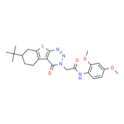 ChemSpider 2D Image | 2-(7-tert-Butyl-4-oxo-5,6,7,8-tetrahydro[1]benzothieno[2,3-d][1,2,3]triazin-3(4H)-yl)-N-(2,4-dimethoxyphenyl)acetamide | C23H28N4O4S
