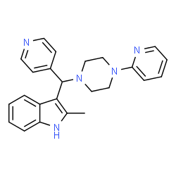 ChemSpider 2D Image | 2-Methyl-3-{4-pyridinyl[4-(2-pyridinyl)-1-piperazinyl]methyl}-1H-indole | C24H25N5