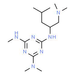ChemSpider 2D Image | N~4~-[1-(Dimethylamino)-4-methyl-2-pentanyl]-N~2~,N~2~,N~6~-trimethyl-1,3,5-triazine-2,4,6-triamine | C14H29N7
