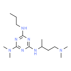 ChemSpider 2D Image | N~4~-[4-(Dimethylamino)-2-butanyl]-N~2~,N~2~-dimethyl-N~6~-propyl-1,3,5-triazine-2,4,6-triamine | C14H29N7