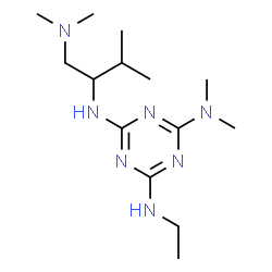 ChemSpider 2D Image | N~4~-[1-(Dimethylamino)-3-methyl-2-butanyl]-N~6~-ethyl-N~2~,N~2~-dimethyl-1,3,5-triazine-2,4,6-triamine | C14H29N7