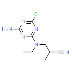 ChemSpider 2D Image | 3-[(4-Amino-6-chloro-1,3,5-triazin-2-yl)(ethyl)amino]-2-methylpropanenitrile | C9H13ClN6