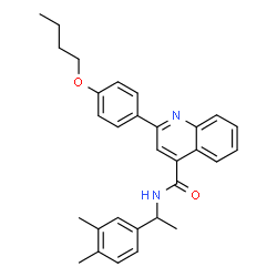ChemSpider 2D Image | 2-(4-Butoxyphenyl)-N-[1-(3,4-dimethylphenyl)ethyl]-4-quinolinecarboxamide | C30H32N2O2