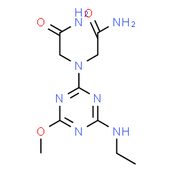 ChemSpider 2D Image | 2,2'-{[4-(Ethylamino)-6-methoxy-1,3,5-triazin-2-yl]imino}diacetamide | C10H17N7O3