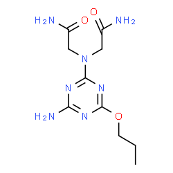 ChemSpider 2D Image | 2,2'-[(4-Amino-6-propoxy-1,3,5-triazin-2-yl)imino]diacetamide | C10H17N7O3