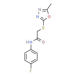 ChemSpider 2D Image | N-(4-Fluorophenyl)-2-[(5-methyl-1,3,4-oxadiazol-2-yl)sulfanyl]acetamide | C11H10FN3O2S