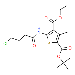 ChemSpider 2D Image | 4-Ethyl 2-(2-methyl-2-propanyl) 5-[(4-chlorobutanoyl)amino]-3-methyl-2,4-thiophenedicarboxylate | C17H24ClNO5S