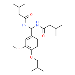 ChemSpider 2D Image | N,N'-[(4-Isobutoxy-3-methoxyphenyl)methylene]bis(3-methylbutanamide) | C22H36N2O4