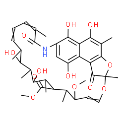 ChemSpider 2D Image | Methyl 2,15,17,27,29-pentahydroxy-11-methoxy-3,7,12,14,16,18,22-heptamethyl-6,23-dioxo-8,30-dioxa-24-azatetracyclo[23.3.1.1~4,7~.0~5,28~]triaconta-1(29),2,4,9,19,21,25,27-octaene-13-carboxylate | C37H47NO12