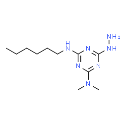 ChemSpider 2D Image | N'-Hexyl-6-hydrazino-N,N-dimethyl-1,3,5-triazine-2,4-diamine | C11H23N7