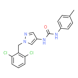 ChemSpider 2D Image | 1-[1-(2,6-Dichlorobenzyl)-1H-pyrazol-4-yl]-3-(4-methylphenyl)urea | C18H16Cl2N4O