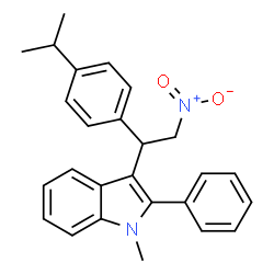 ChemSpider 2D Image | 3-[1-(4-Isopropylphenyl)-2-nitroethyl]-1-methyl-2-phenyl-1H-indole | C26H26N2O2