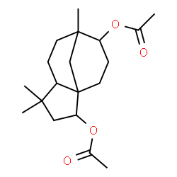 ChemSpider 2D Image | 4,4,8-Trimethyltricyclo[6.3.1.0~1,5~]dodecane-2,9-diyl diacetate | C19H30O4