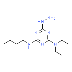 ChemSpider 2D Image | N'-Butyl-N,N-diethyl-6-hydrazino-1,3,5-triazine-2,4-diamine | C11H23N7
