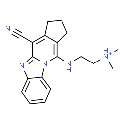 ChemSpider 2D Image | 2-[(4-Cyano-2,3-dihydro-1H-cyclopenta[4,5]pyrido[1,2-a]benzimidazol-11-yl)amino]-N,N-dimethylethanaminium | C19H22N5