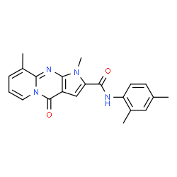 ChemSpider 2D Image | N-(2,4-Dimethylphenyl)-1,9-dimethyl-4-oxo-1,4-dihydropyrido[1,2-a]pyrrolo[2,3-d]pyrimidine-2-carboxamide | C21H20N4O2