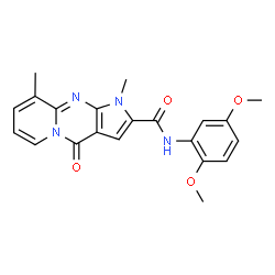 ChemSpider 2D Image | N-(2,5-Dimethoxyphenyl)-1,9-dimethyl-4-oxo-1,4-dihydropyrido[1,2-a]pyrrolo[2,3-d]pyrimidine-2-carboxamide | C21H20N4O4