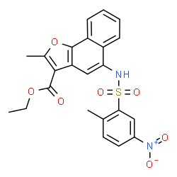 ChemSpider 2D Image | Ethyl 2-methyl-5-{[(2-methyl-5-nitrophenyl)sulfonyl]amino}naphtho[1,2-b]furan-3-carboxylate | C23H20N2O7S