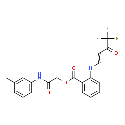 ChemSpider 2D Image | 2-[(3-Methylphenyl)amino]-2-oxoethyl 2-[(4,4,4-trifluoro-3-oxo-1-buten-1-yl)amino]benzoate | C20H17F3N2O4
