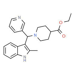 ChemSpider 2D Image | Ethyl 1-[(2-methyl-1H-indol-3-yl)(3-pyridinyl)methyl]-4-piperidinecarboxylate | C23H27N3O2