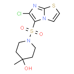 ChemSpider 2D Image | 1-[(6-Chloroimidazo[2,1-b][1,3]thiazol-5-yl)sulfonyl]-4-methyl-4-piperidinol | C11H14ClN3O3S2