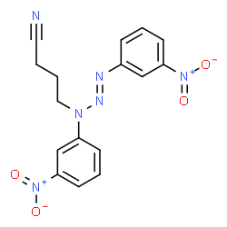 ChemSpider 2D Image | 4-[(2E)-1,3-Bis(3-nitrophenyl)-2-triazen-1-yl]butanenitrile | C16H14N6O4