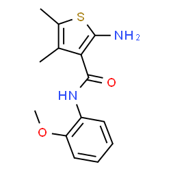 ChemSpider 2D Image | 2-Amino-N-(2-methoxyphenyl)-4,5-dimethyl-3-thiophenecarboxamide | C14H16N2O2S