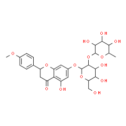 ChemSpider 2D Image | 5-Hydroxy-2-(4-methoxyphenyl)-4-oxo-3,4-dihydro-2H-chromen-7-yl 2-O-(6-deoxyhexopyranosyl)hexopyranoside | C28H34O14
