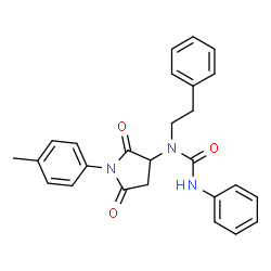 ChemSpider 2D Image | 1-[1-(4-Methylphenyl)-2,5-dioxo-3-pyrrolidinyl]-3-phenyl-1-(2-phenylethyl)urea | C26H25N3O3