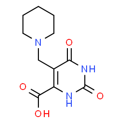 ChemSpider 2D Image | 4-pyrimidinecarboxylic acid, 2,6-dihydroxy-5-(1-piperidinylmethyl)- | C11H15N3O4