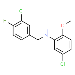 ChemSpider 2D Image | 5-Chloro-N-(3-chloro-4-fluorobenzyl)-2-methoxyaniline | C14H12Cl2FNO