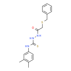 ChemSpider 2D Image | 2-[(Benzylsulfanyl)acetyl]-N-(3,4-dimethylphenyl)hydrazinecarbothioamide | C18H21N3OS2