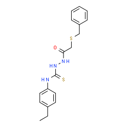 ChemSpider 2D Image | 2-[(Benzylsulfanyl)acetyl]-N-(4-ethylphenyl)hydrazinecarbothioamide | C18H21N3OS2