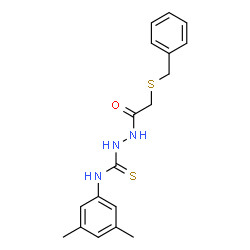ChemSpider 2D Image | 2-[(Benzylsulfanyl)acetyl]-N-(3,5-dimethylphenyl)hydrazinecarbothioamide | C18H21N3OS2