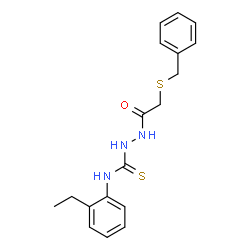 ChemSpider 2D Image | 2-[(Benzylsulfanyl)acetyl]-N-(2-ethylphenyl)hydrazinecarbothioamide | C18H21N3OS2