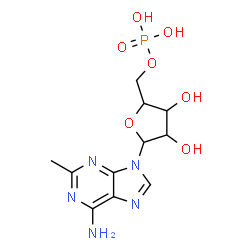 ChemSpider 2D Image | 2-Methyl-9-(5-O-phosphonopentofuranosyl)-9H-purin-6-amine | C11H16N5O7P
