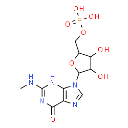 ChemSpider 2D Image | 2-(Methylamino)-9-(5-O-phosphonopentofuranosyl)-3,9-dihydro-6H-purin-6-one | C11H16N5O8P