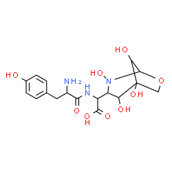 ChemSpider 2D Image | (2,4,5,8-Tetrahydroxy-7-oxa-2-azabicyclo[3.2.1]oct-3-yl)(tyrosylamino)acetic acid | C17H23N3O9