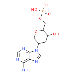 ChemSpider 2D Image | 2-(6-Amino-9H-purin-9-yl)-1,5-anhydro-2,3-dideoxy-6-O-phosphonohexitol | C11H16N5O6P