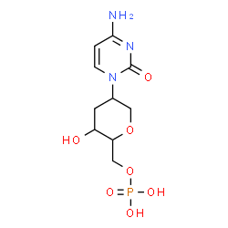 ChemSpider 2D Image | 2-(4-Amino-2-oxo-1(2H)-pyrimidinyl)-1,5-anhydro-2,3-dideoxy-6-O-phosphonohexitol | C10H16N3O7P