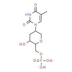 ChemSpider 2D Image | 1,5-Anhydro-2,3-dideoxy-2-(5-methyl-2,4-dioxo-3,4-dihydro-1(2H)-pyrimidinyl)-6-O-phosphonohexitol | C11H17N2O8P