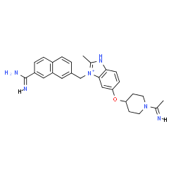 ChemSpider 2D Image | 3-[(7-Carbamimidoyl-2-naphthyl)methyl]-5-({1-[(1E)-ethanimidoyl]-4-piperidinyl}oxy)-2-methyl-1H-benzimidazol-3-ium | C27H31N6O