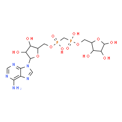 ChemSpider 2D Image | [5-(6-Amino-9H-purin-9-yl)-3,4-dihydroxytetrahydro-2-furanyl]methyl (3,4,5-trihydroxytetrahydro-2-furanyl)methyl methylenebis[hydrogen (phosphonate)] | C16H25N5O13P2
