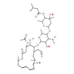 ChemSpider 2D Image | 6-{[6-{[4-Acetoxy-10-hydroxy-5-methoxy-9,16-dimethyl-2-oxo-7-(2-oxoethyl)oxacyclohexadeca-11,13-dien-6-yl]oxy}-4-(dimethylamino)-5-hydroxy-2-methyltetrahydro-2H-pyran-3-yl]oxy}-4-hydroxy-2,4-dimethylt
etrahydro-2H-pyran-3-yl 3-methylbutanoate | C42H69NO15