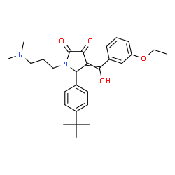 ChemSpider 2D Image | 1-[3-(Dimethylamino)propyl]-4-[(3-ethoxyphenyl)(hydroxy)methylene]-5-[4-(2-methyl-2-propanyl)phenyl]-2,3-pyrrolidinedione | C28H36N2O4