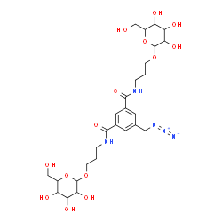 ChemSpider 2D Image | 5-(Azidomethyl)-N,N'-bis[3-(hexopyranosyloxy)propyl]isophthalamide | C27H42N5O14