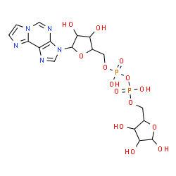 ChemSpider 2D Image | [3,4-Dihydroxy-5-(3H-imidazo[2,1-i]purin-3-yl)tetrahydro-2-furanyl]methyl (3,4,5-trihydroxytetrahydro-2-furanyl)methyl dihydrogen diphosphate | C17H23N5O14P2