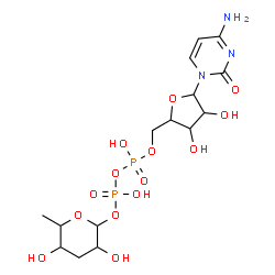 ChemSpider 2D Image | [5-(4-Amino-2-oxo-1(2H)-pyrimidinyl)-3,4-dihydroxytetrahydro-2-furanyl]methyl 3,5-dihydroxy-6-methyltetrahydro-2H-pyran-2-yl dihydrogen diphosphate | C15H25N3O14P2