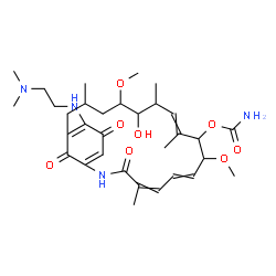 ChemSpider 2D Image | 19-{[2-(Dimethylamino)ethyl]amino}-13-hydroxy-8,14-dimethoxy-4,10,12,16-tetramethyl-3,20,22-trioxo-2-azabicyclo[16.3.1]docosa-1(21),4,6,10,18-pentaen-9-yl carbamate | C32H48N4O8