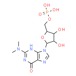 ChemSpider 2D Image | 2-(Dimethylamino)-9-(5-O-phosphonopentofuranosyl)-3,9-dihydro-6H-purin-6-one | C12H18N5O8P